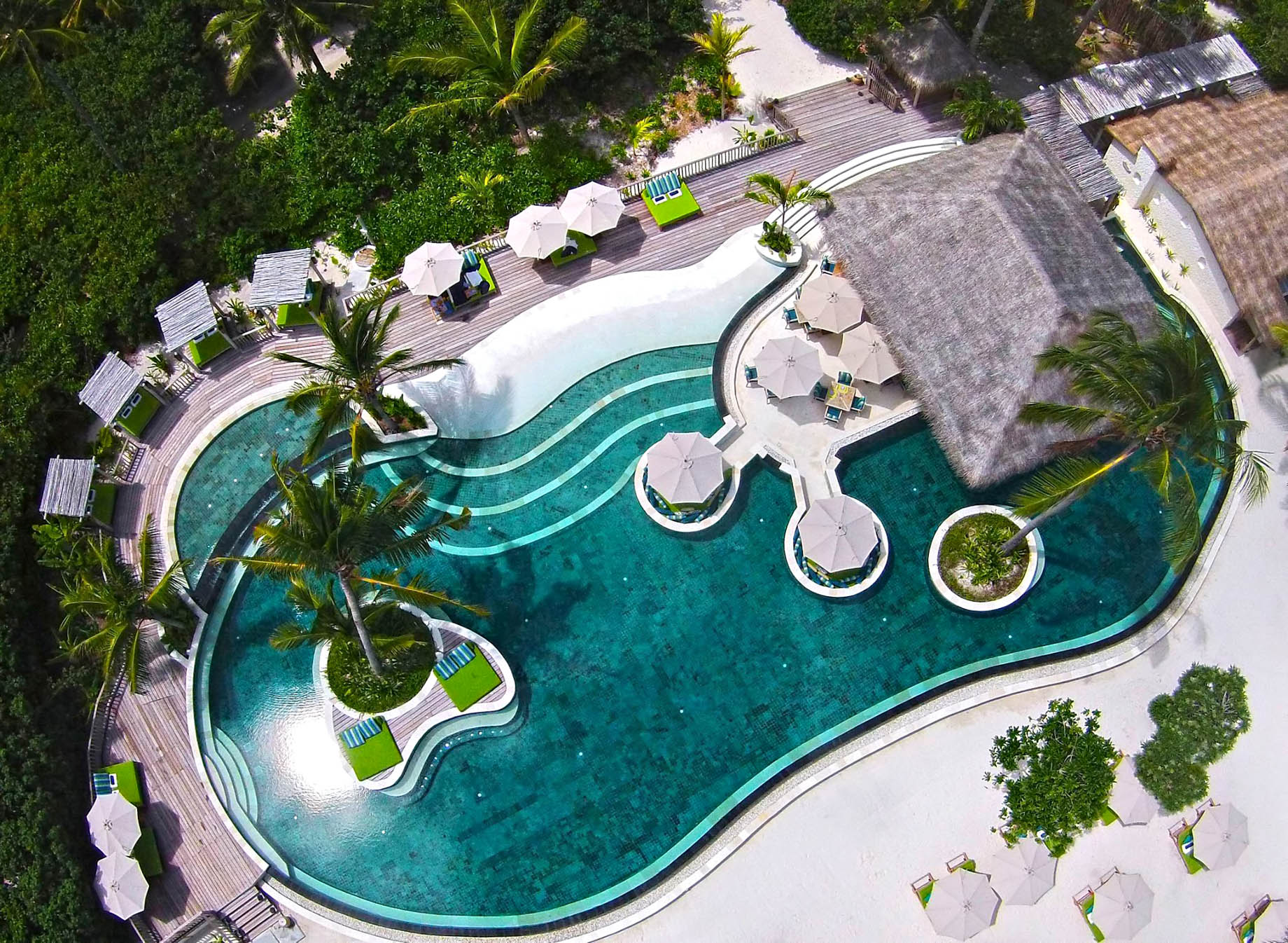 Six Senses Laamu Resort – Laamu Atoll, Maldives – Resort Private Pool Aerial