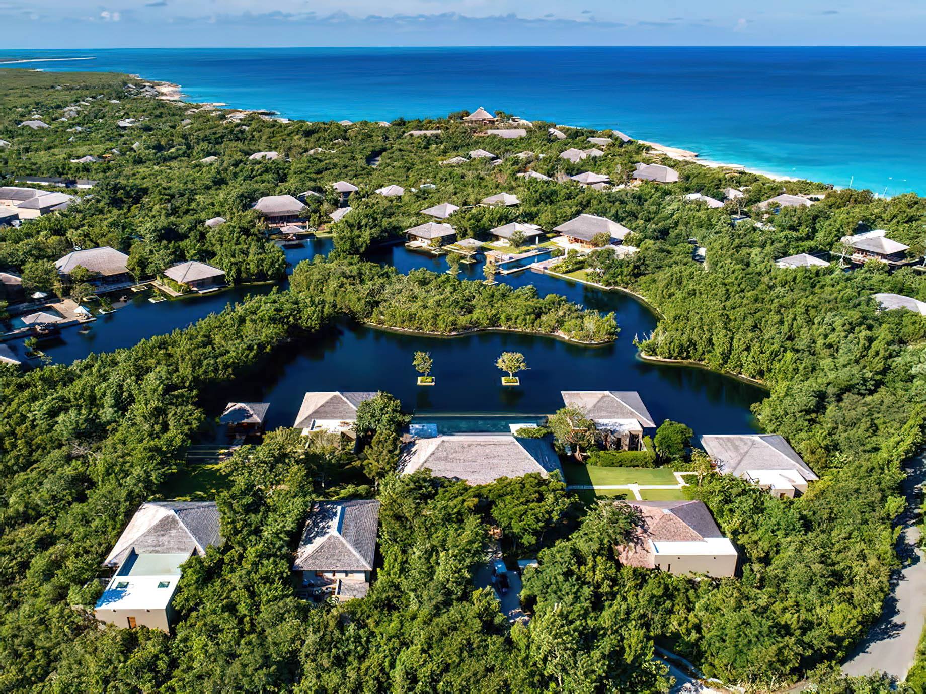 Amanyara Resort – Providenciales, Turks and Caicos Islands – Villa Reflection Pond Aerial