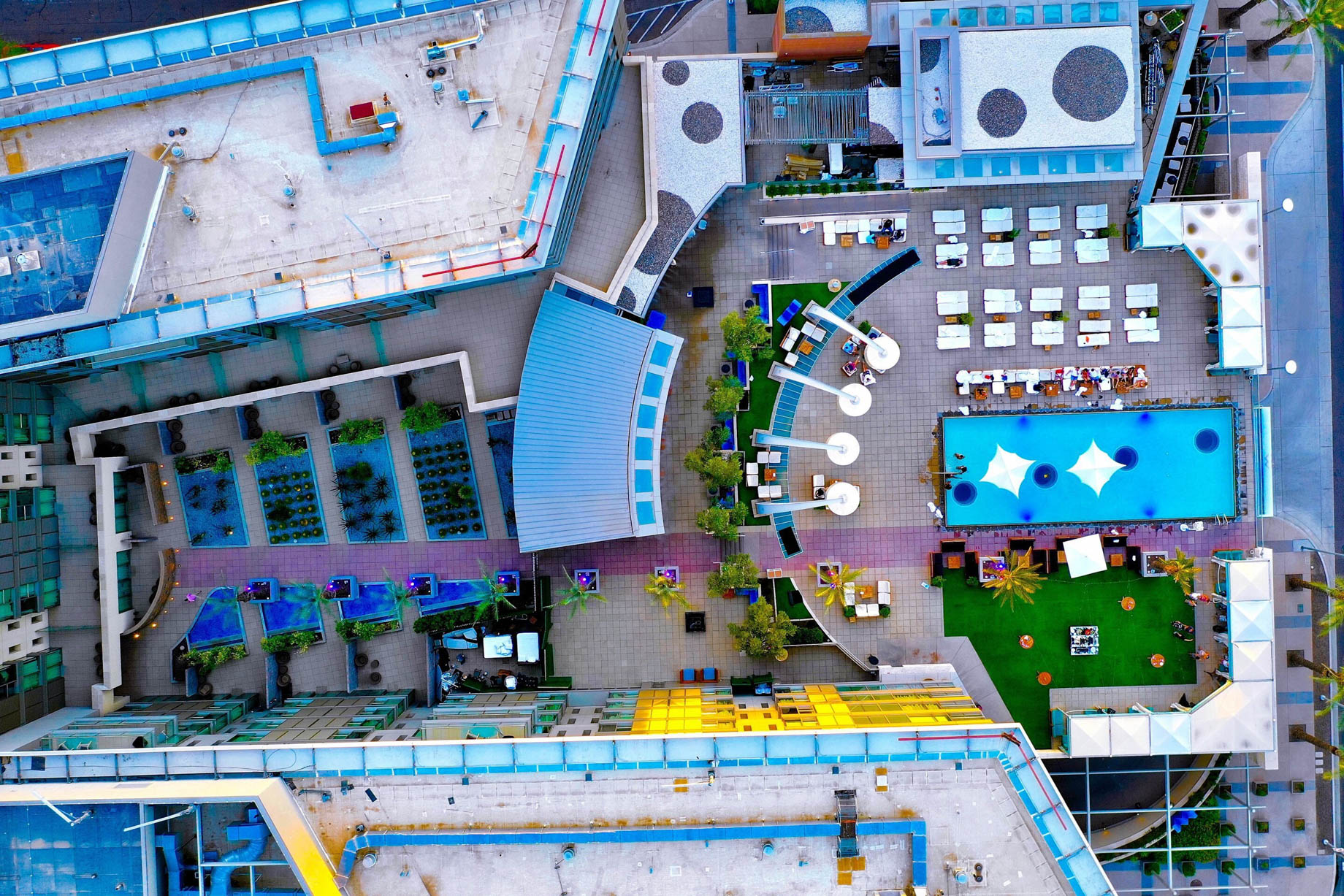 W Scottsdale Hotel – Scottsdale, AZ, USA – Hotel Pool Overhead Aerial