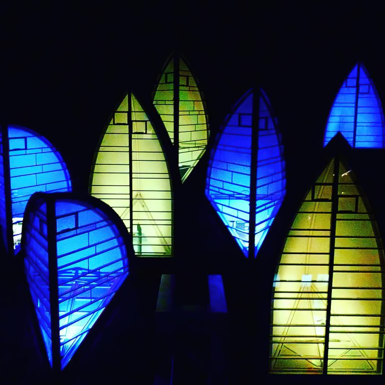 Tschuggen Grand Hotel – Arosa, Switzerland – Winter Night Neon Sails