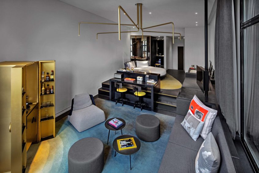 W Amsterdam Hotel - Amsterdam, Netherlands - WOW Bank One Bedroom Studio Suite Living Area