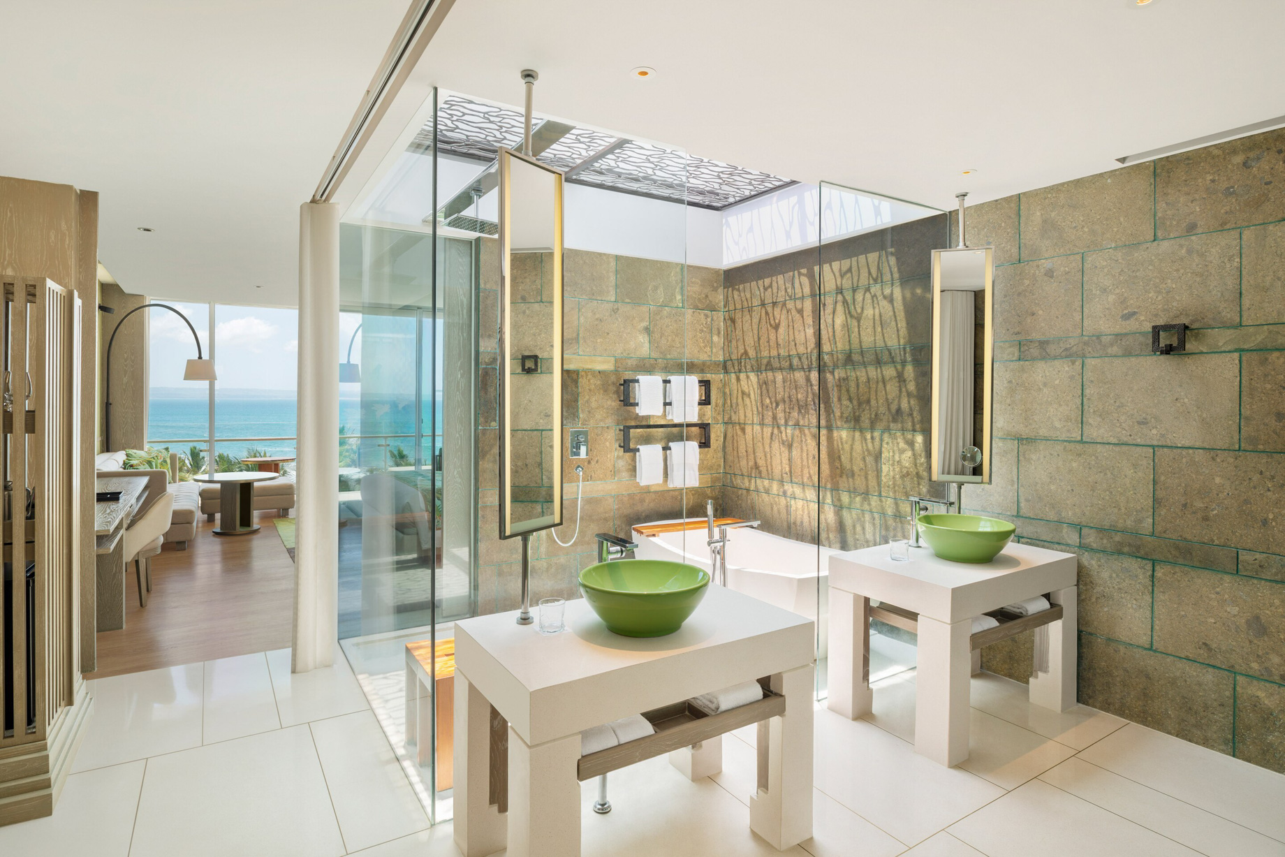 W Bali Seminyak Resort – Seminyak, Indonesia – Spectacular Ocean Facing Escape Guest Bathroom View