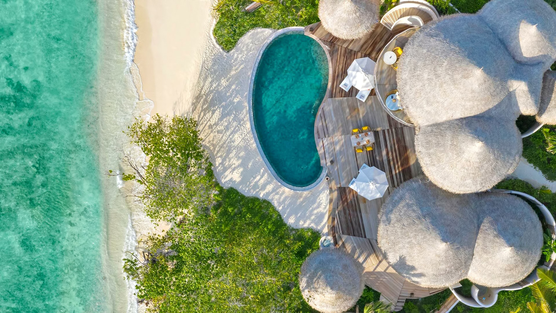 The Nautilus Maldives Resort – Thiladhoo Island, Maldives – Private Beachfront Residence Aerial