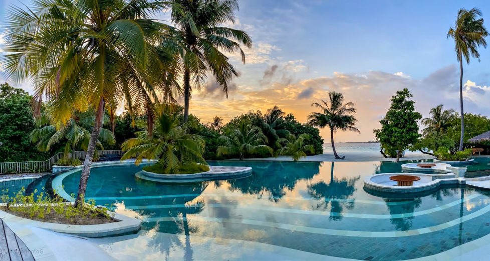 Six Senses Laamu Resort - Laamu Atoll, Maldives - Resort Pool Sunset