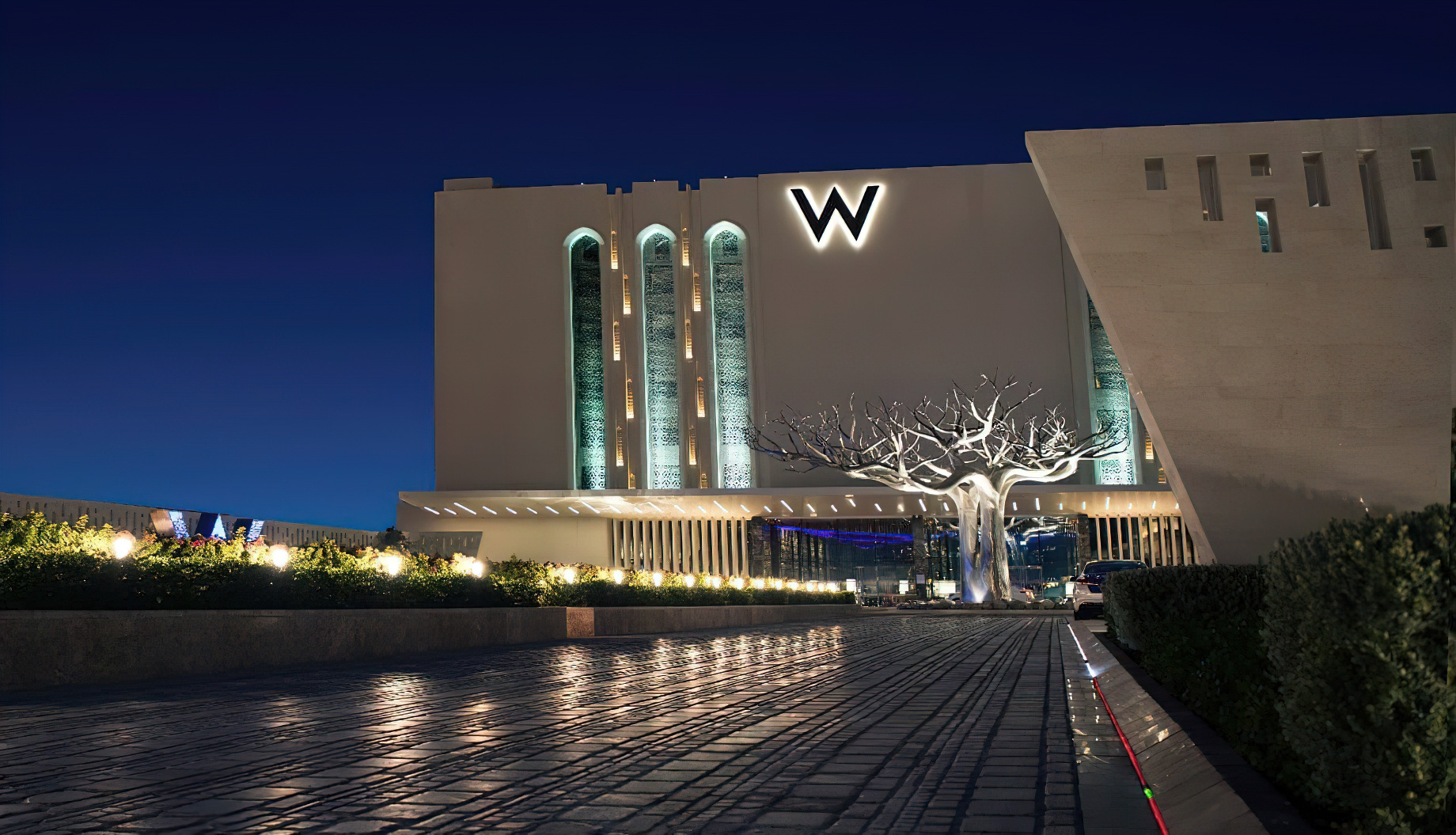 W Muscat Resort - Muscat, Oman - Front Entrance Night View
