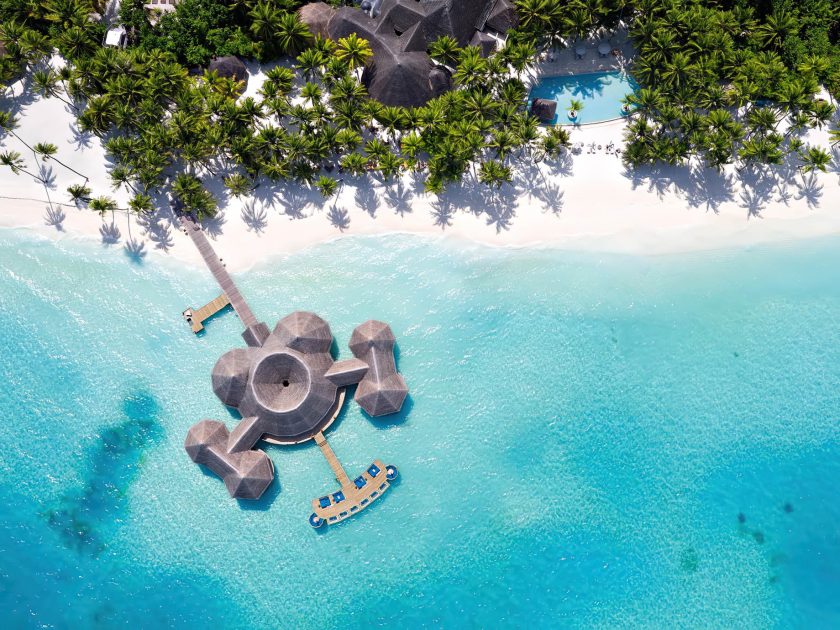 Gili Lankanfushi Resort - North Male Atoll, Maldives - Overwater Bar Overhead Aerial