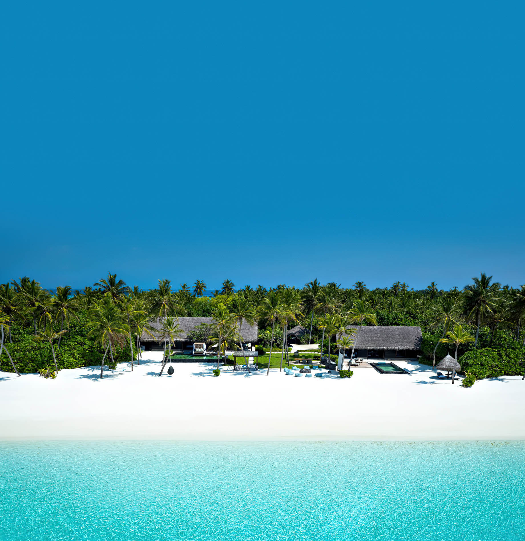 One&Only Reethi Rah Resort – North Male Atoll, Maldives – Grand Beach Villa Beachfront Aerial