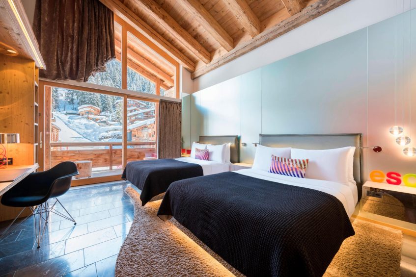 W Verbier Hotel - Verbier, Switzerland - Fabulous Twin Room Beds