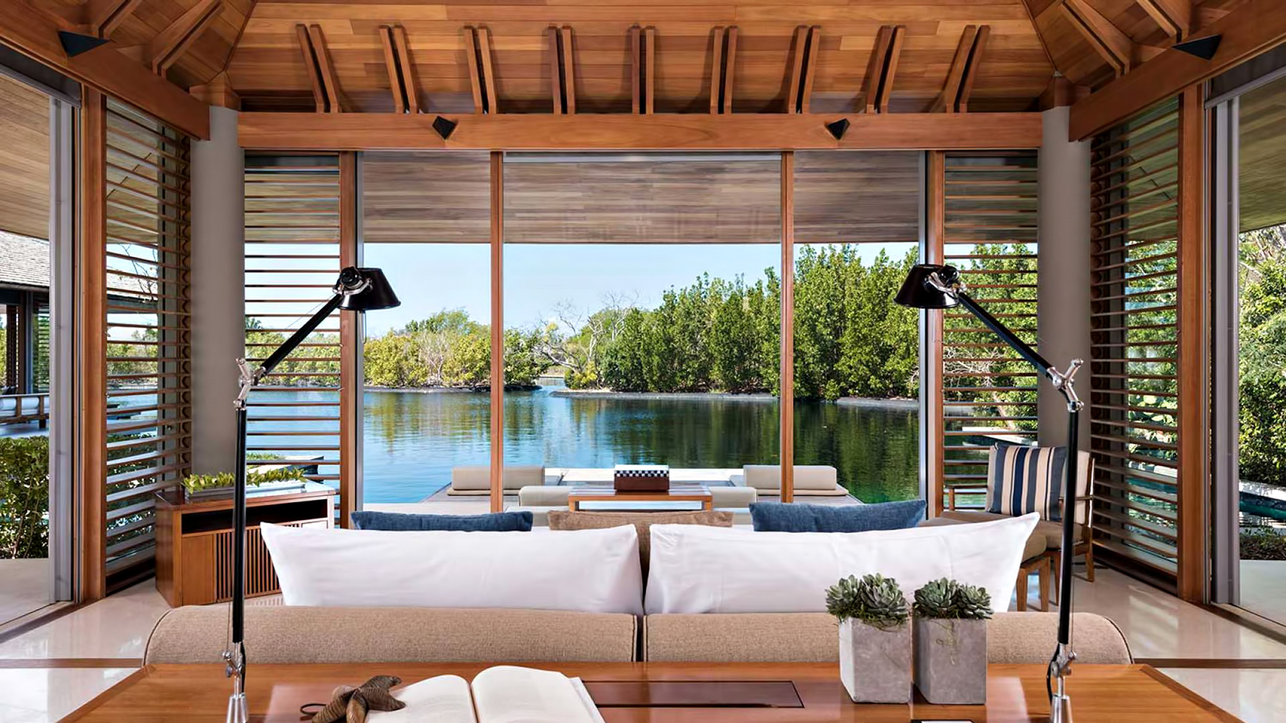 Amanyara Resort – Providenciales, Turks and Caicos Islands – 6 Bedroom Amanyara Villa Bedroom Reflecting Ponf Water View