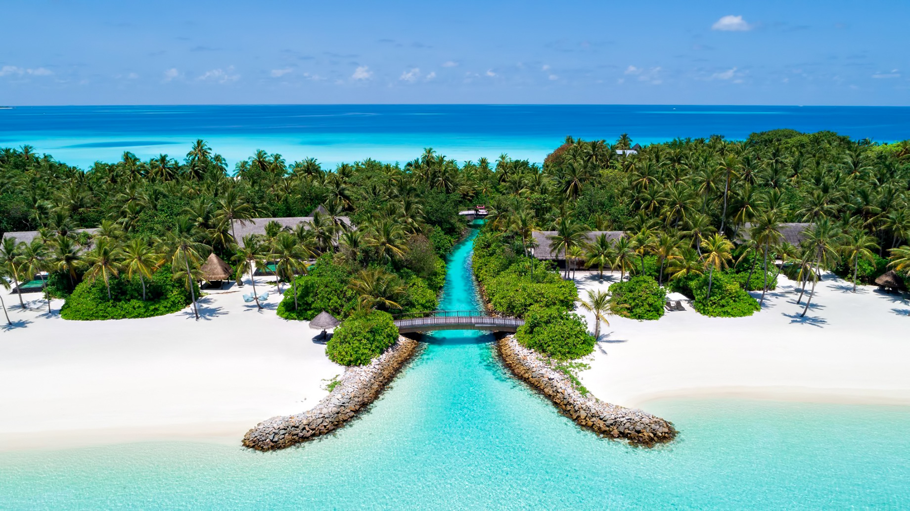 One&Only Reethi Rah Resort – North Male Atoll, Maldives – Private Island Canal Aerial