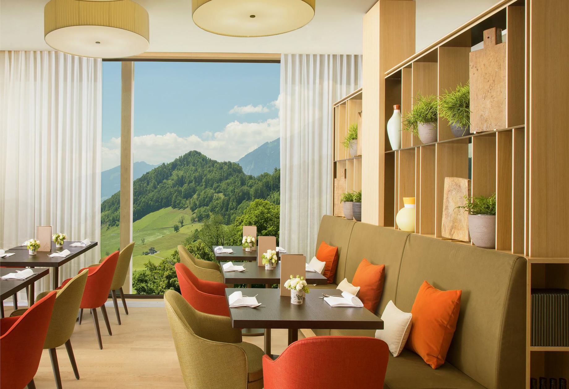 Waldhotel – Burgenstock Hotels & Resort – Obburgen, Switzerland – Verbena Restaurant Interior