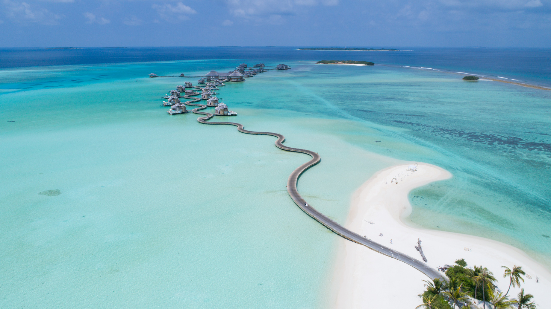 Soneva Jani Resort - Noonu Atoll, Medhufaru, Maldives - Overwater Villa Jetty Boardwalk Aerial