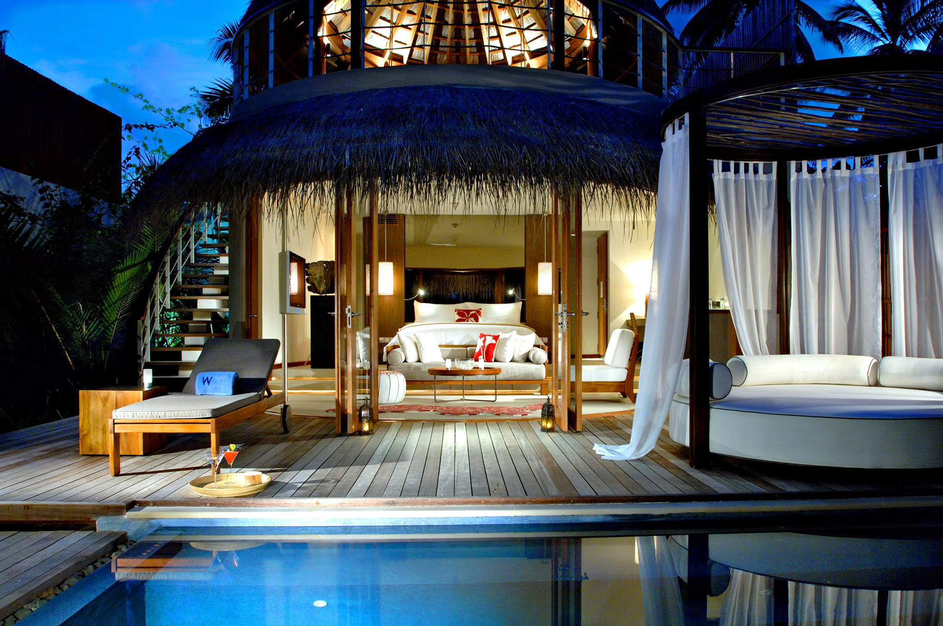 094 – W Maldives Resort – Fesdu Island, Maldives – Oceanfront House Dusk
