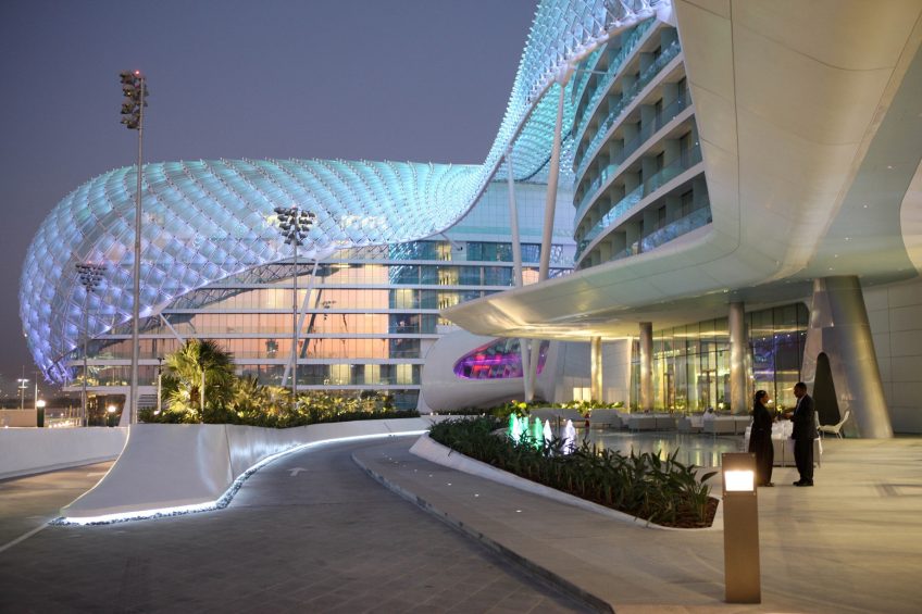 W Abu Dhabi Yas Island Hotel - Abu Dhabi, UAE - Hotel Exterior Etrance Night