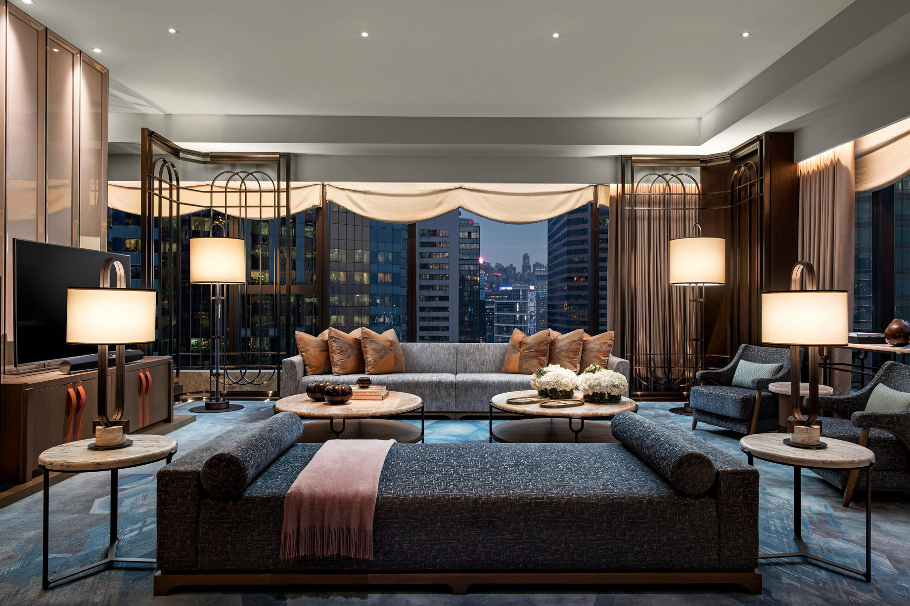 The St. Regis Hong Kong Hotel – Wan Chai, Hong Kong – Presidential Suite Living Room Night