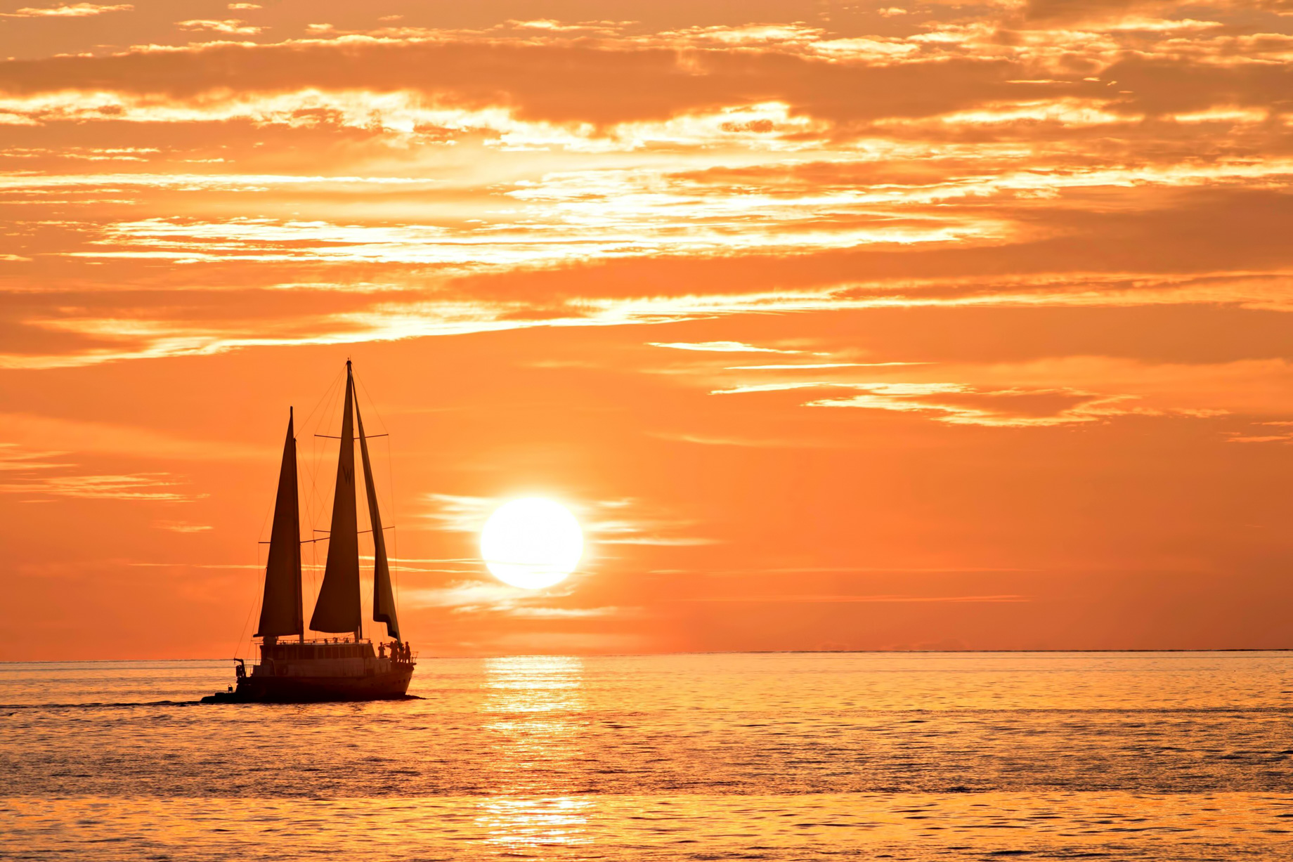 098 – W Maldives Resort – Fesdu Island, Maldives – Sailboat Sunset