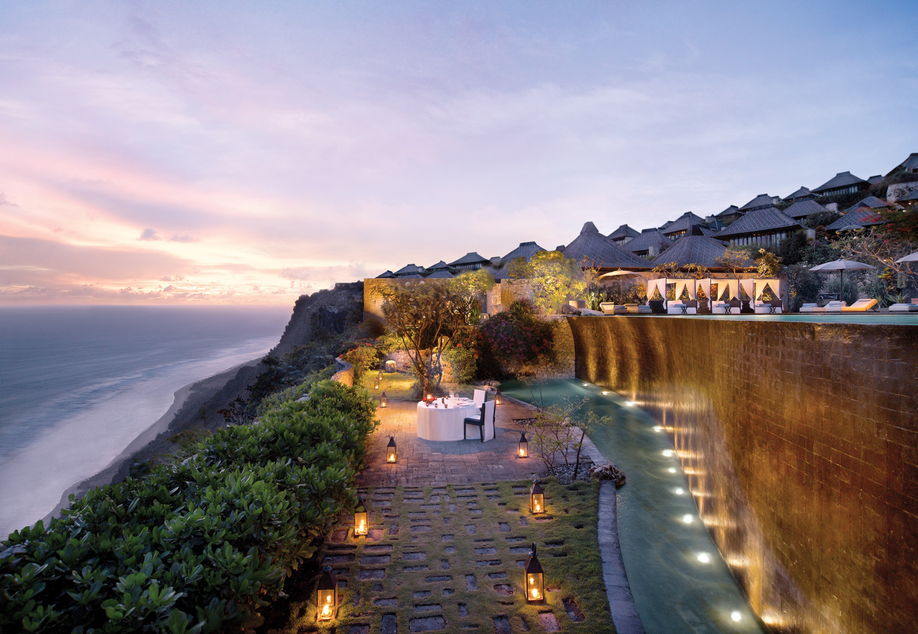 Bvlgari Resort Bali - Uluwatu, Bali, Indonesia - Lower Pool Cliff Ocean View Sunset