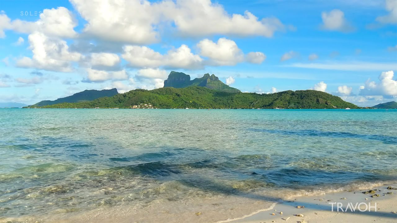 1 Hour - Relaxing Beach Waves, Sea Sounds - South Pacific - Bora Bora, French Polynesia - 4K Travel Video