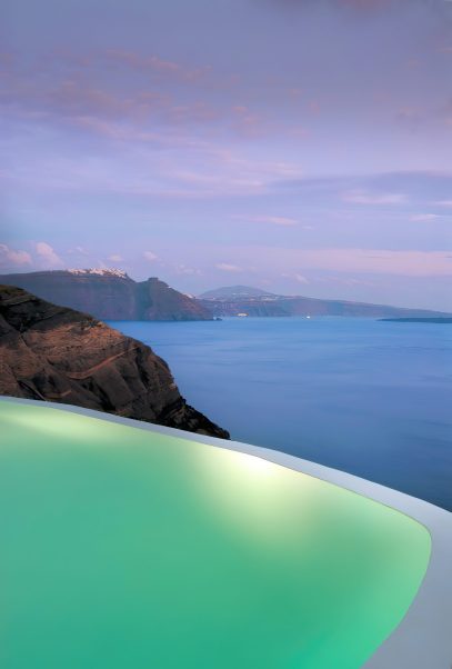 Mystique Hotel Santorini – Oia, Santorini Island, Greece - Ocean View Infinity Pool Sunset