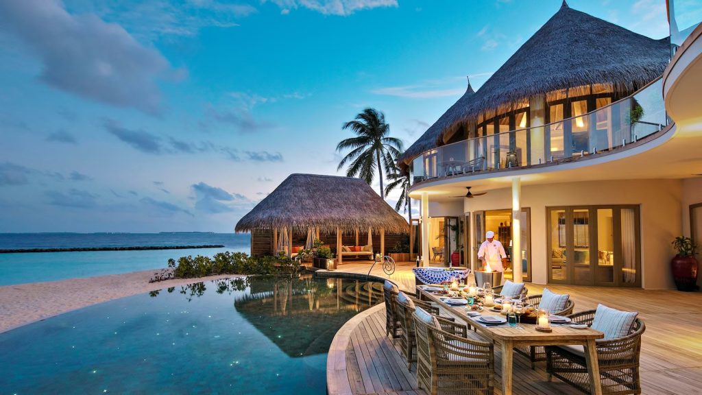 The Nautilus Maldives Resort - Thiladhoo Island, Maldives - Oceanfront Mansion Twilight Dining