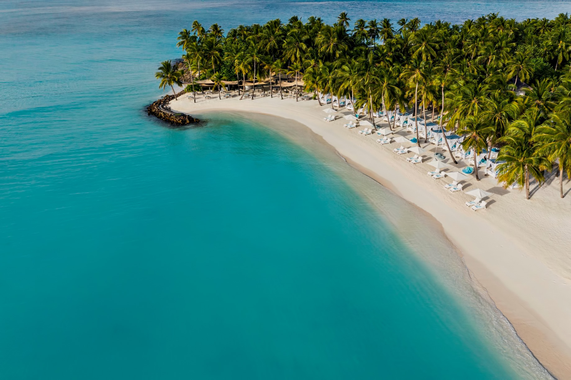 One&Only Reethi Rah Resort – North Male Atoll, Maldives – Beach Club Aerial