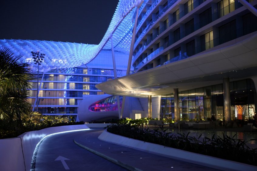 W Abu Dhabi Yas Island Hotel - Abu Dhabi, UAE - Hotel Front Entrance Night