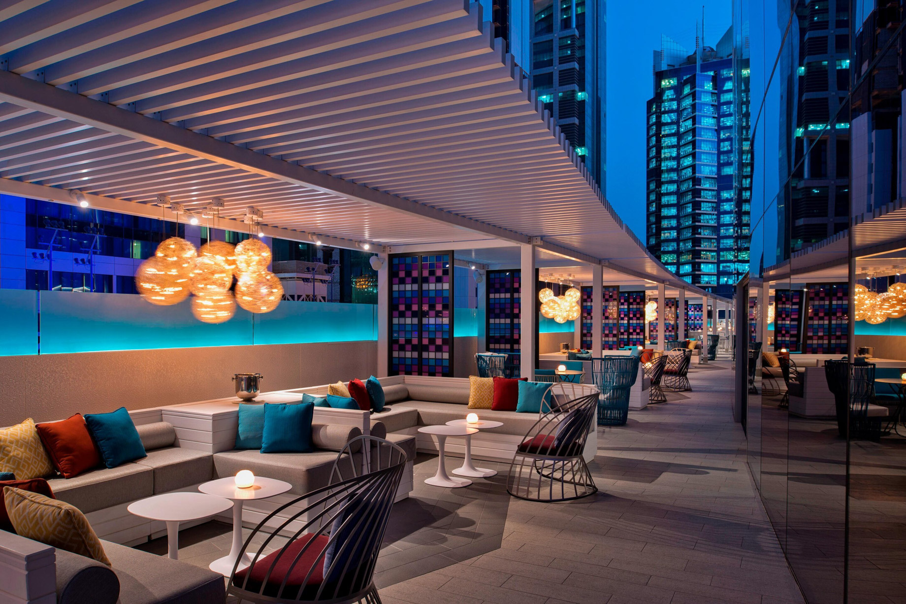 W Doha Hotel – Doha, Qatar – Wahm Lounge Outdoor Terrace Night