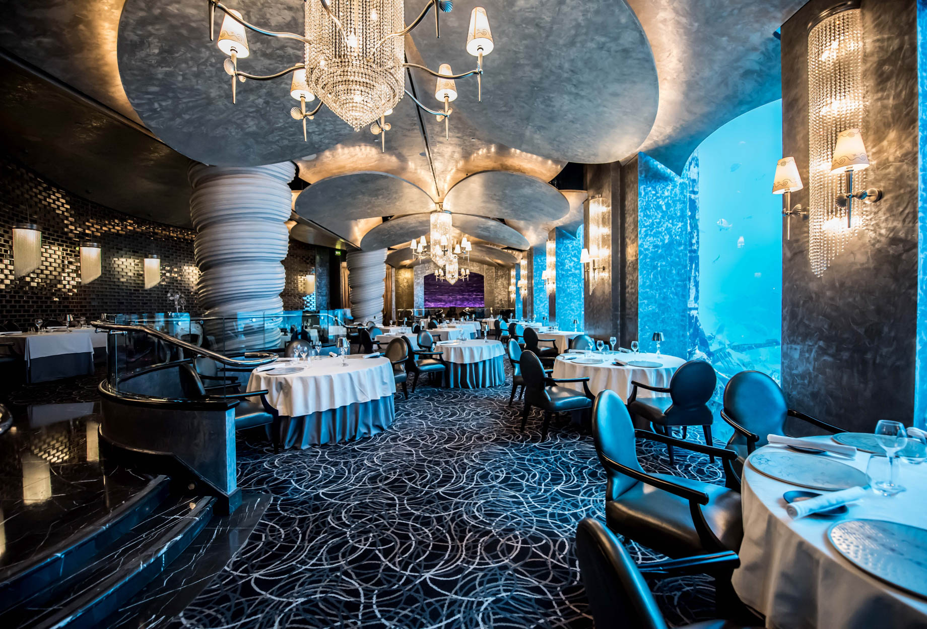 Atlantis The Palm Resort – Crescent Rd, Dubai, UAE – Ossiano Restaurant Underwater Aquarium View