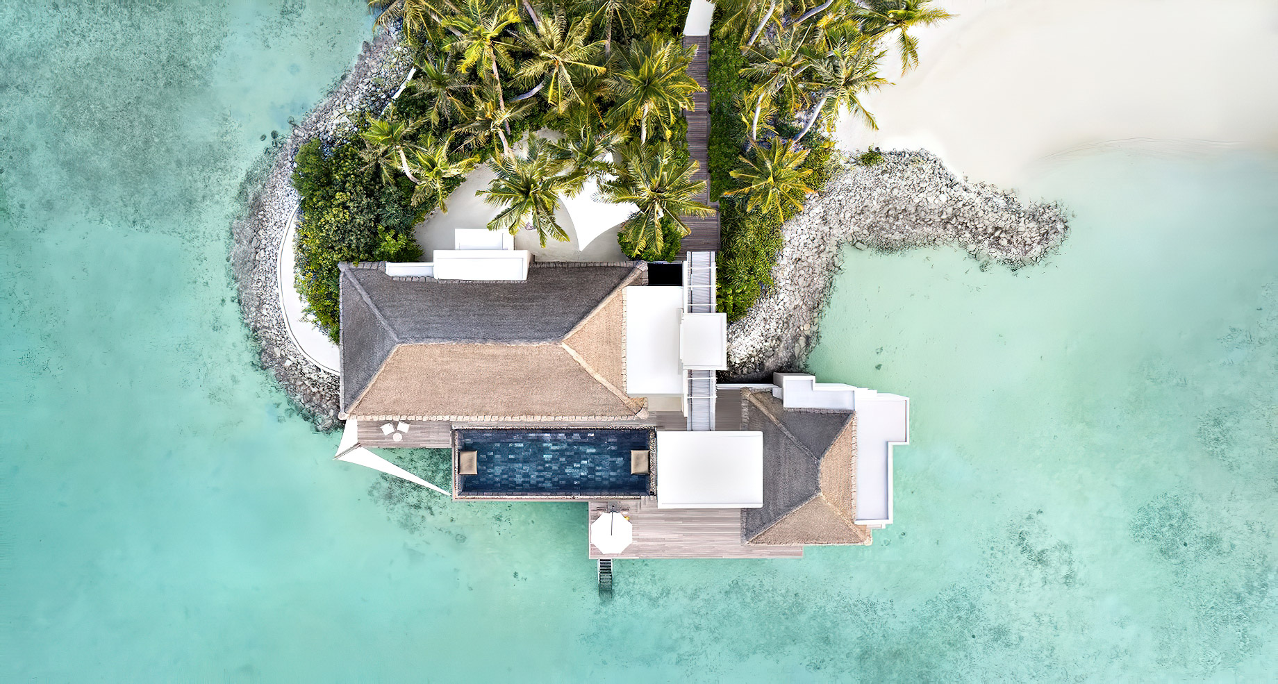 Cheval Blanc Randheli Resort – Noonu Atoll, Maldives – Garden Water Villa Overhead Aerial