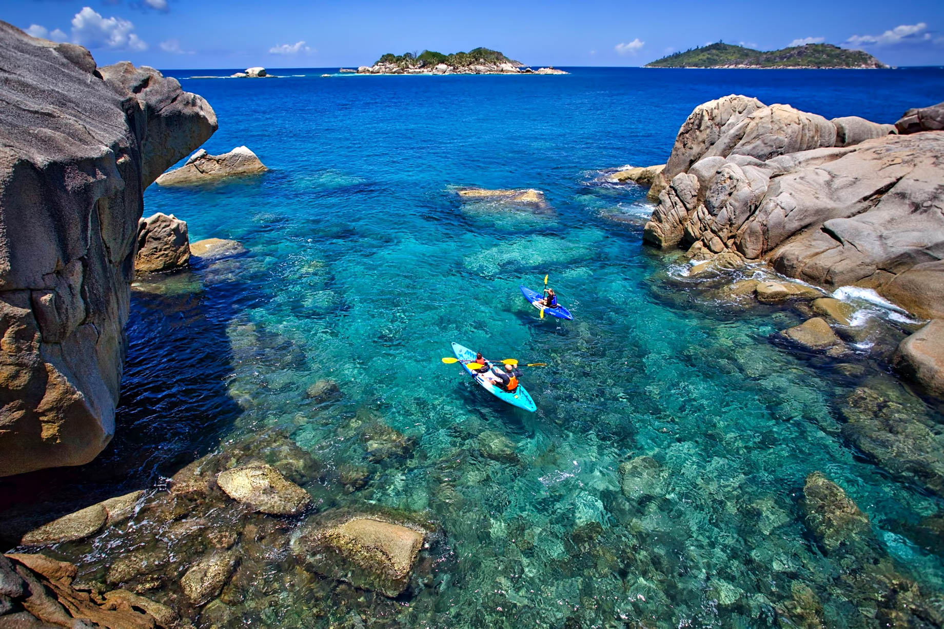 Six Senses Zil Pasyon Resort – Felicite Island, Seychelles – Kayaking to Koko Island