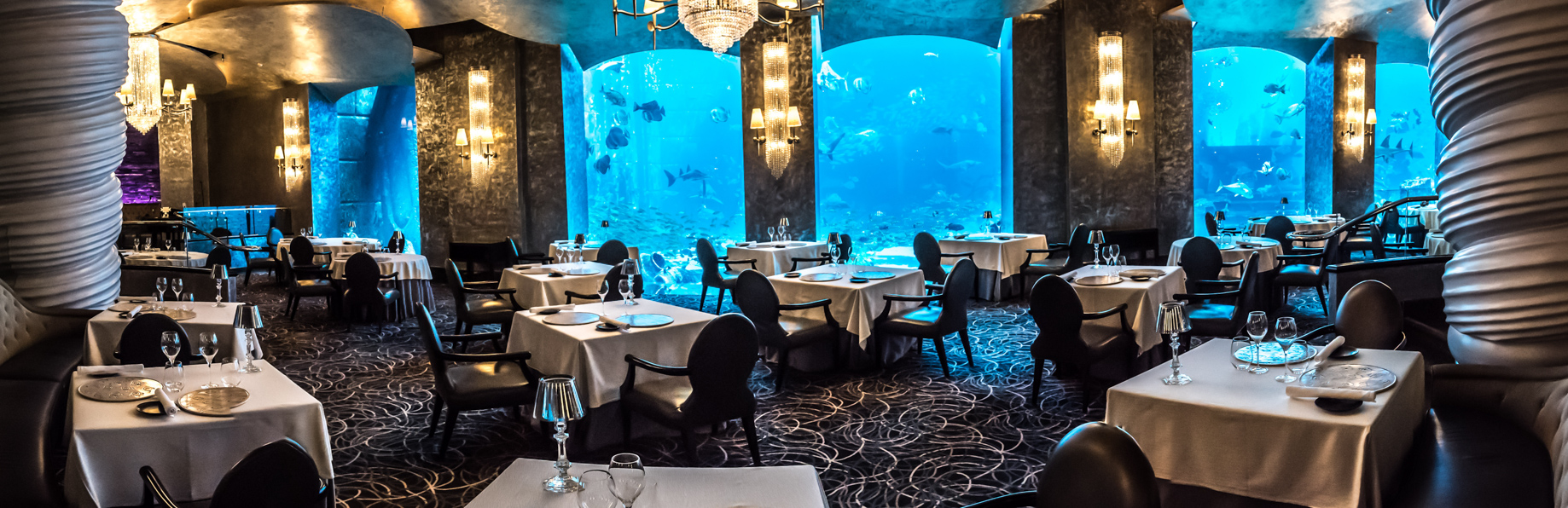Atlantis The Palm Resort – Crescent Rd, Dubai, UAE – Ossiano Restaurant Underwater Aquarium View