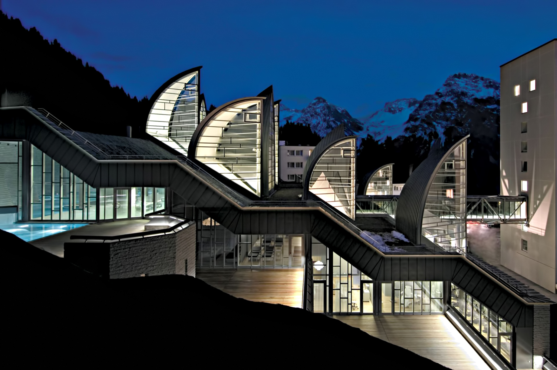 Tschuggen Grand Hotel – Arosa, Switzerland – Night Exterior