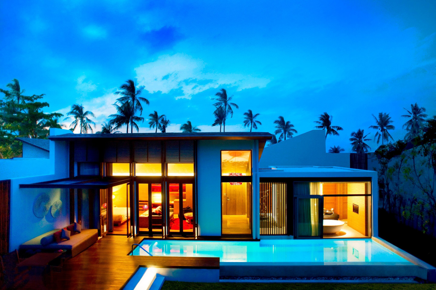 W Koh Samui Resort – Thailand – Tropical Oasis Villa Exterior Night View