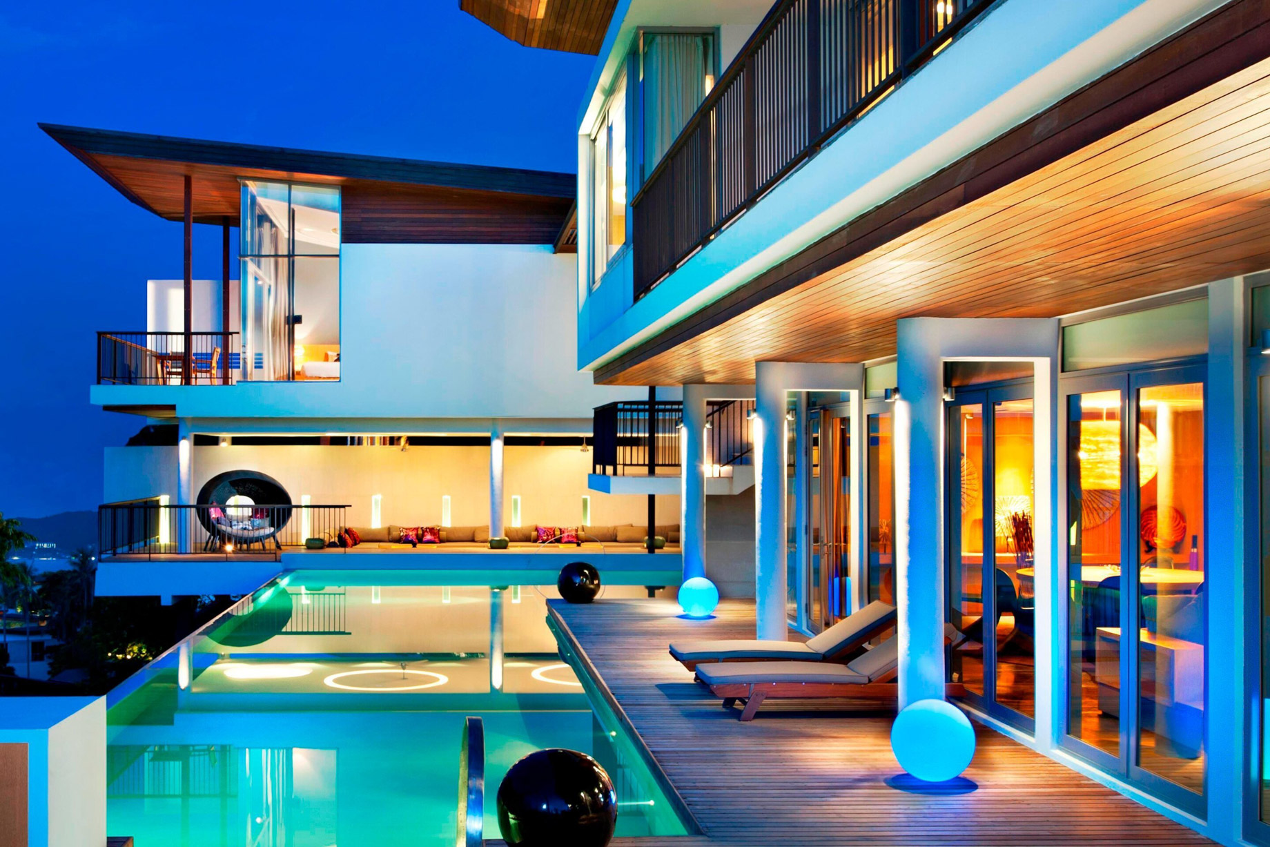 W Koh Samui Resort - Thailand - Extreme WOW Ocean Haven Villa Pool Deck at Night