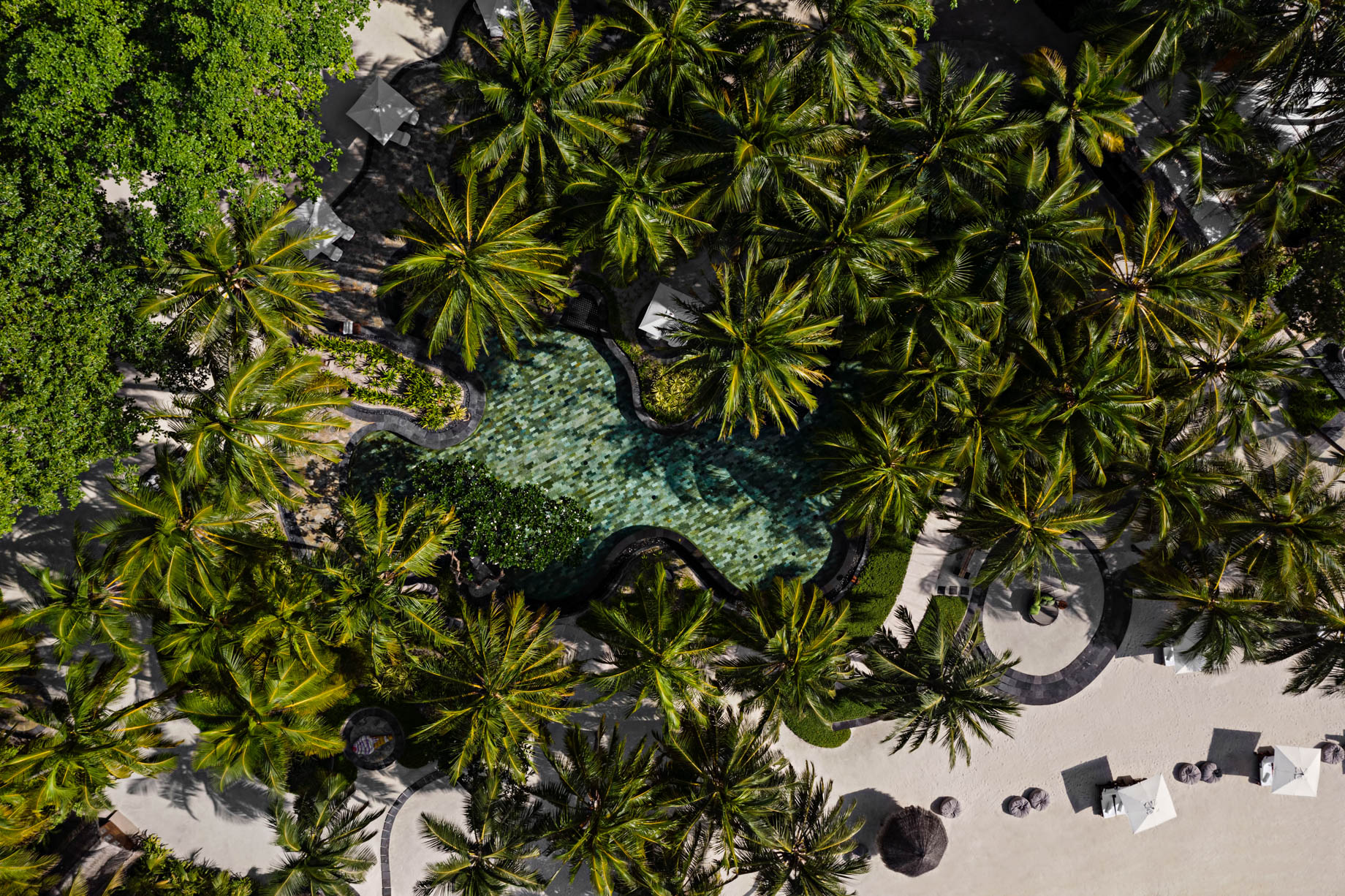 One&Only Reethi Rah Resort – North Male Atoll, Maldives – Beach Club Oceanfront Pool Overhead