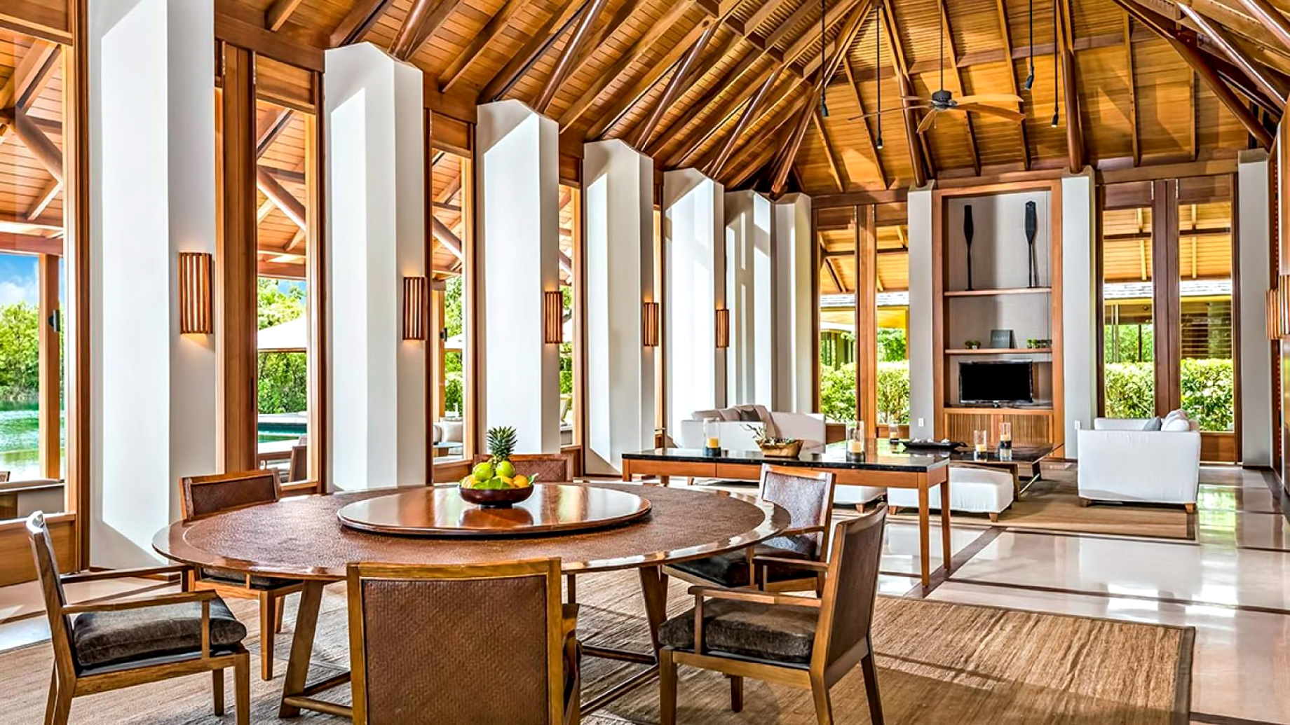 Amanyara Resort – Providenciales, Turks and Caicos Islands – 3 Bedroom Tranquility Villa Dining Living Room