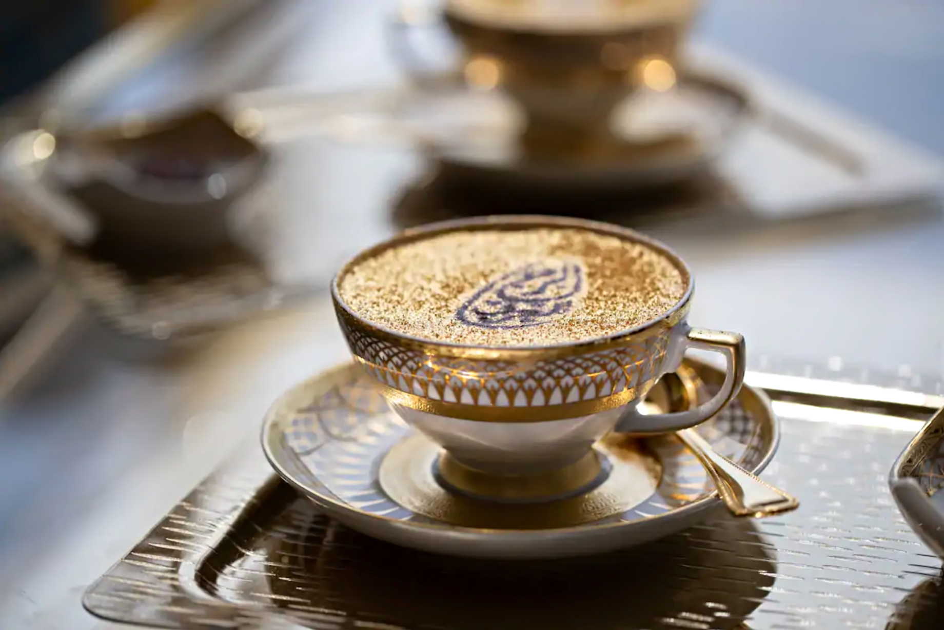 Burj Al Arab Jumeirah Hotel - Dubai, UAE - Sahn Eddar Lounge Gold Cappuccino