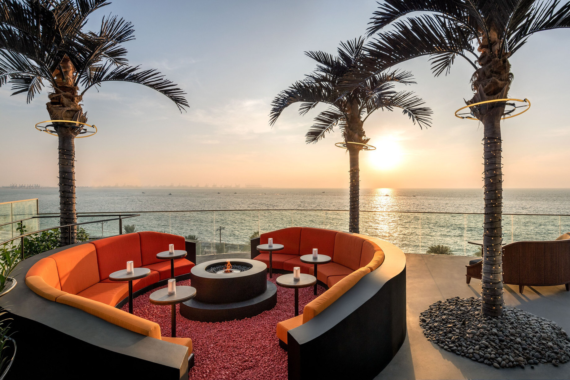 W Dubai The Palm Resort – Dubai, UAE – SoBe Rooftop Bar Sunset Ocean View