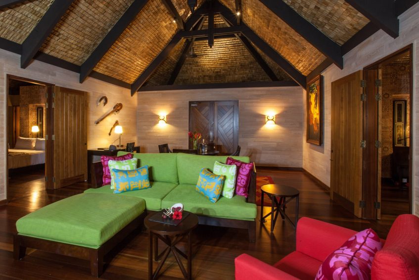 The St. Regis Bora Bora Resort - Bora Bora, French Polynesia - Reefside Royal Garden Two-Bedroom Villa with Pool Living Room Seating