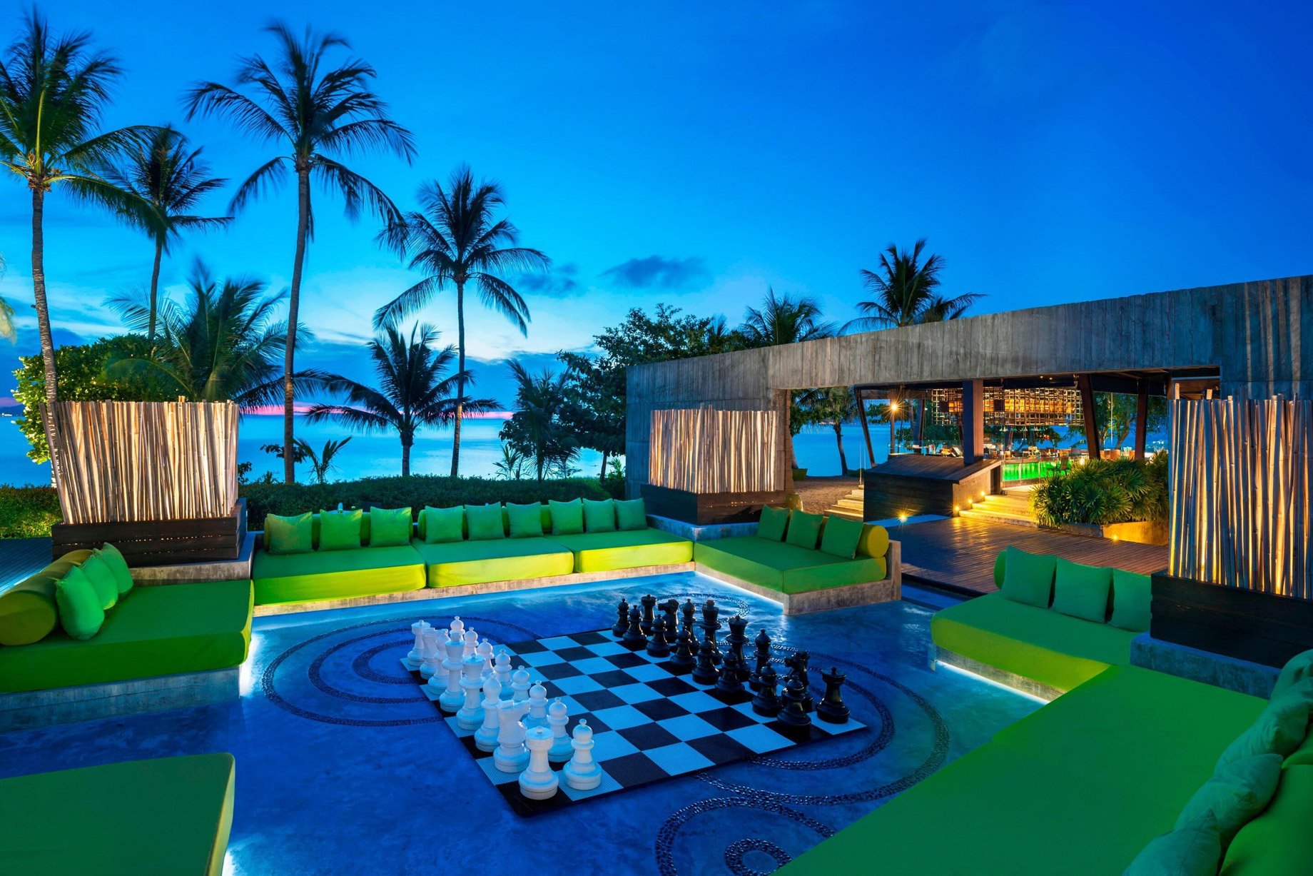 W Koh Samui Resort - Thailand - SIP Bar Outdoor Chess at Night