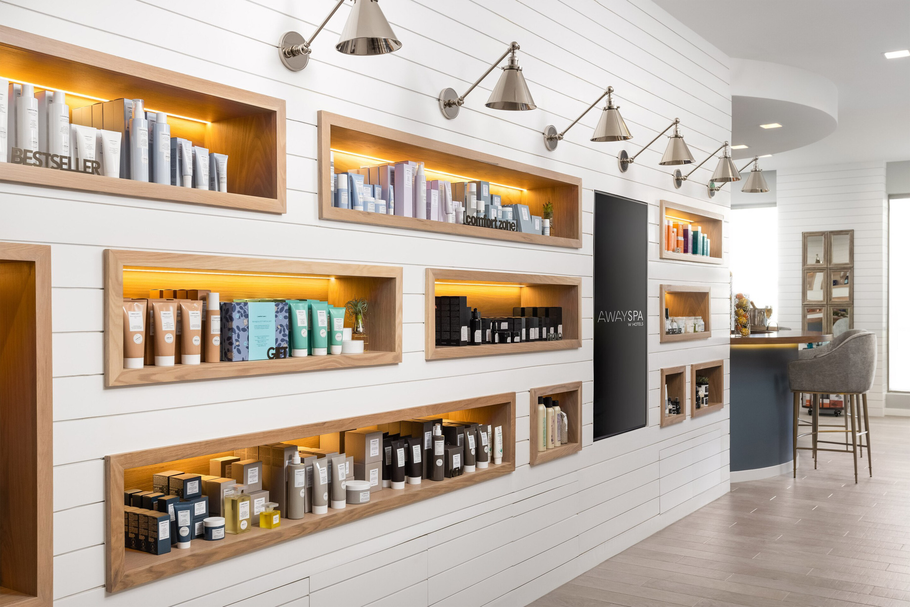 W Scottsdale Hotel – Scottsdale, AZ, USA – AWAY Spa Product Wall
