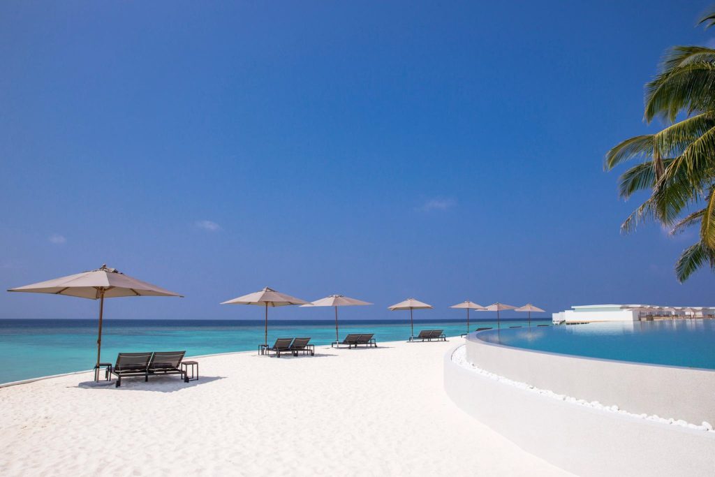 Amilla Fushi Resort and Residences - Baa Atoll, Maldives - Oceanfront Beach Chairs and Umbrellas