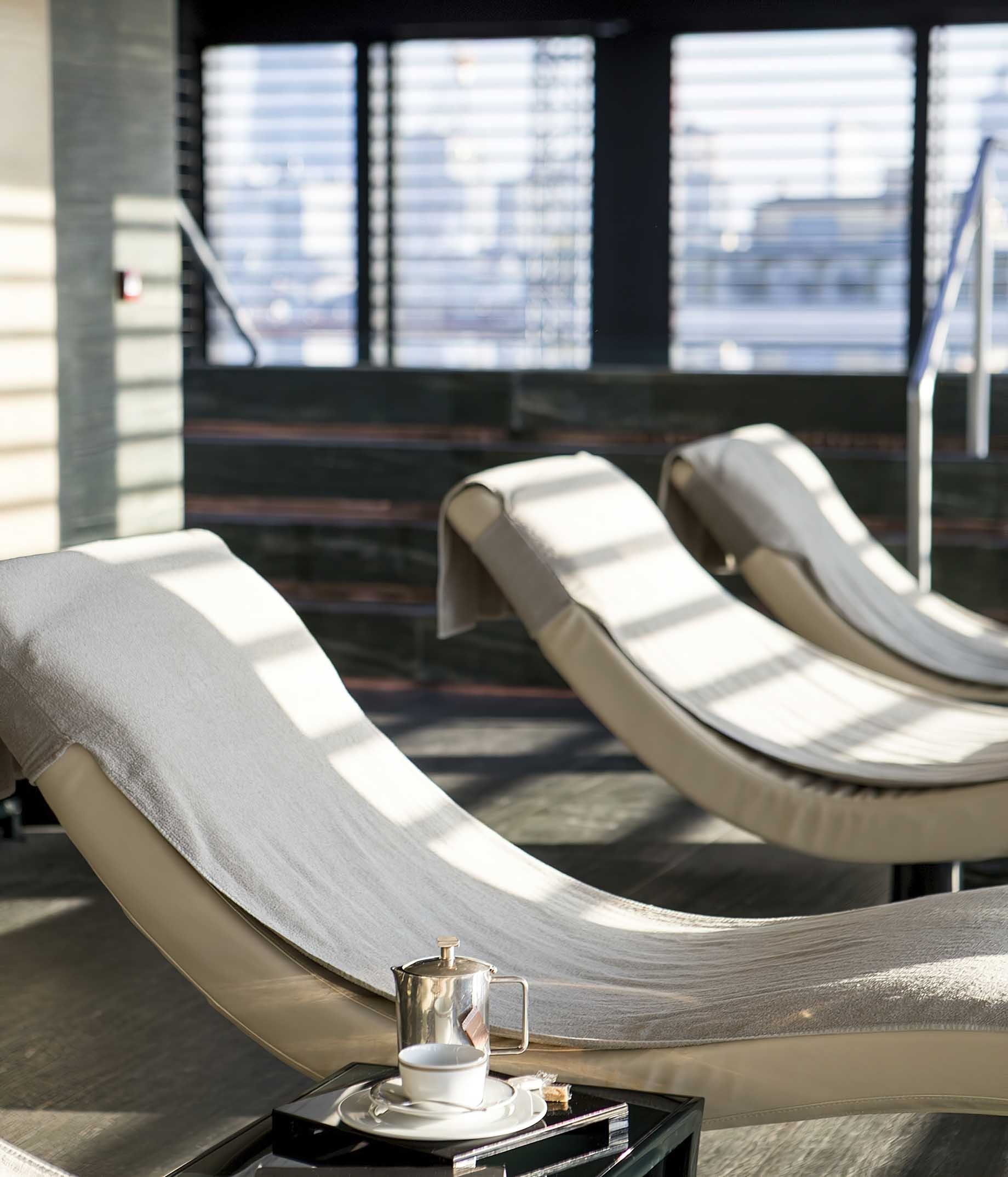 124 – Armani Hotel Milano – Milan, Italy – Armani SPA Lounge Chairs Tea Service