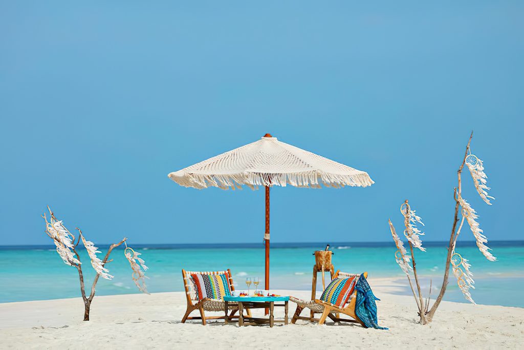 The Nautilus Maldives Resort - Thiladhoo Island, Maldives - White Sand Beach Umbrella