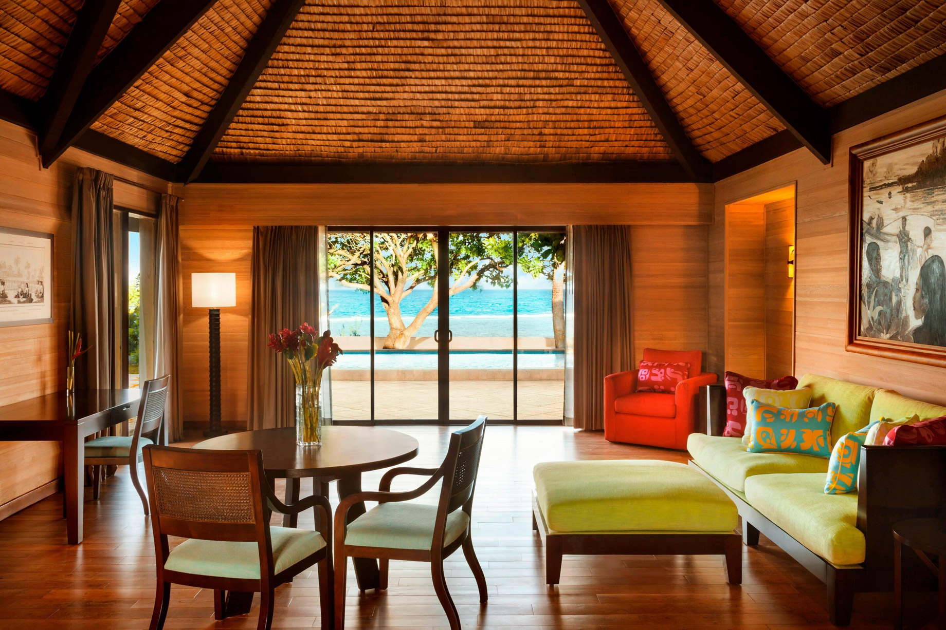 The St. Regis Bora Bora Resort – Bora Bora, French Polynesia – Reefside Garden Villa with Pool Living Room Table