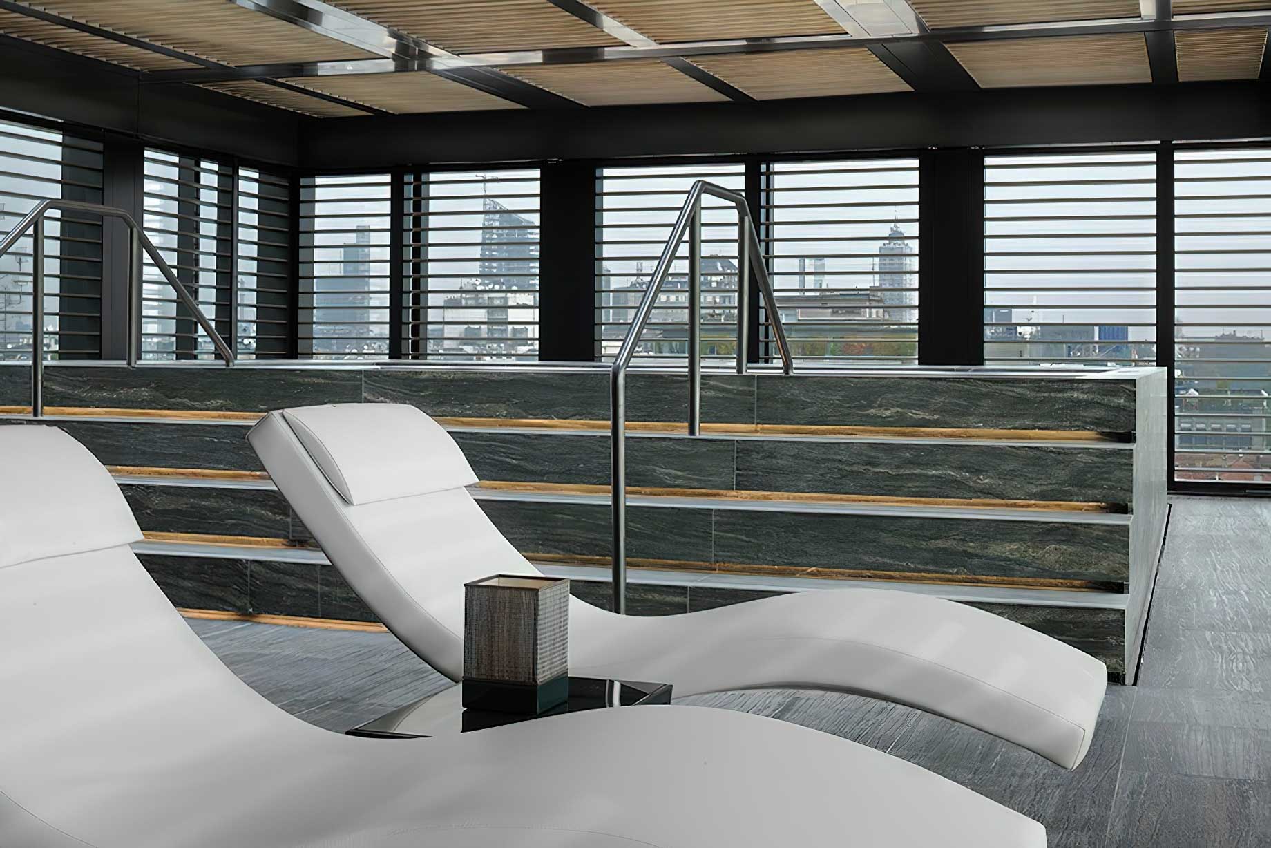 125 – Armani Hotel Milano – Milan, Italy – Armani SPA Lounge Chairs and Relaxation Pool