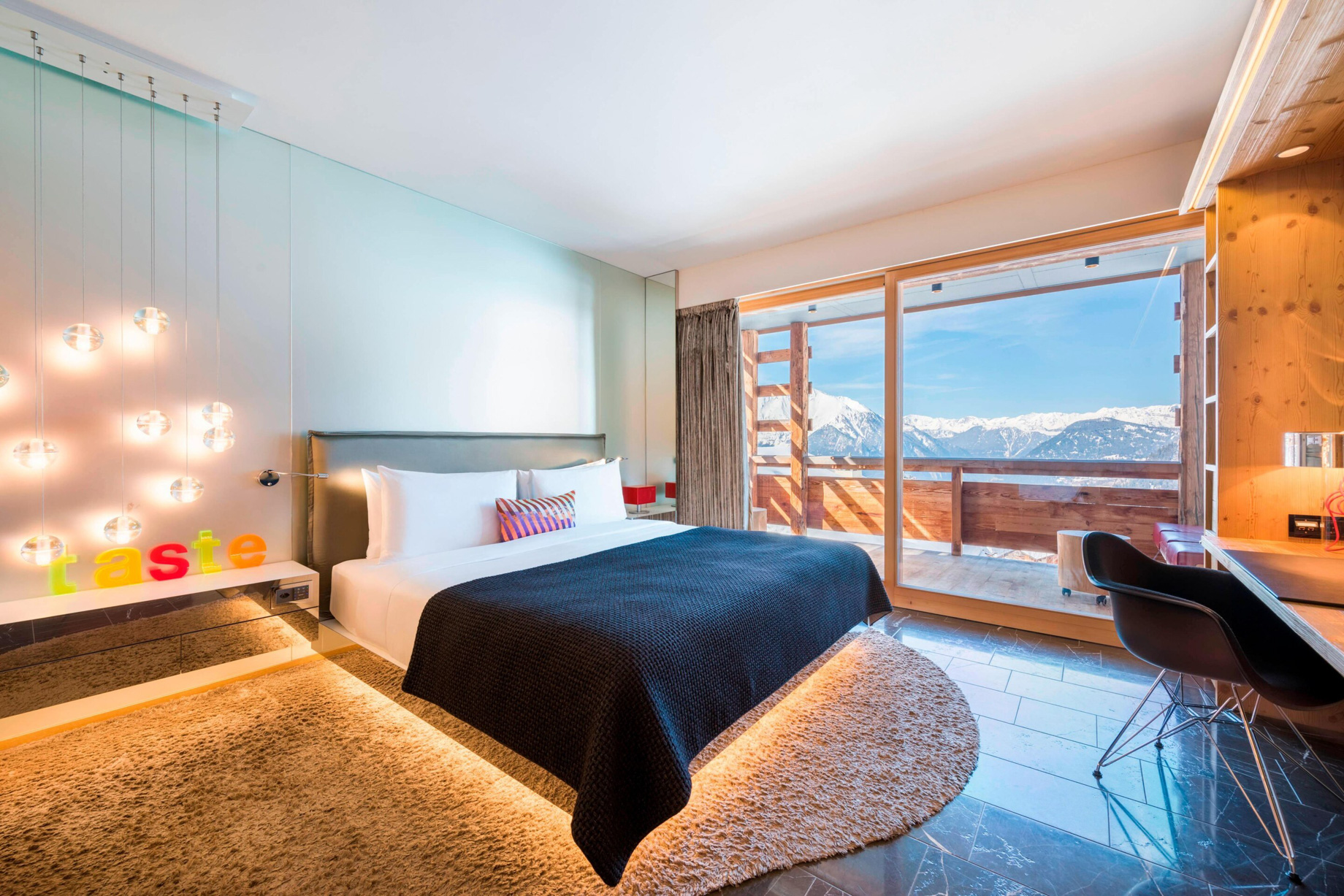 W Verbier Hotel - Verbier, Switzerland - Spectacular Bedroom Mountain View