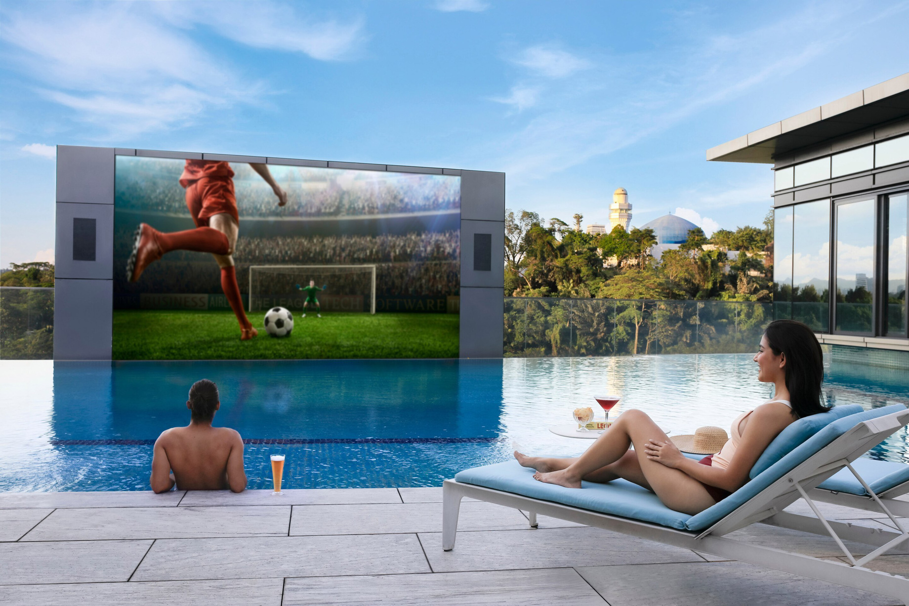 The St. Regis Kuala Lumpur Hotel – Kuala Lumpur, Malaysia – Outdoor Pool Movie Screen