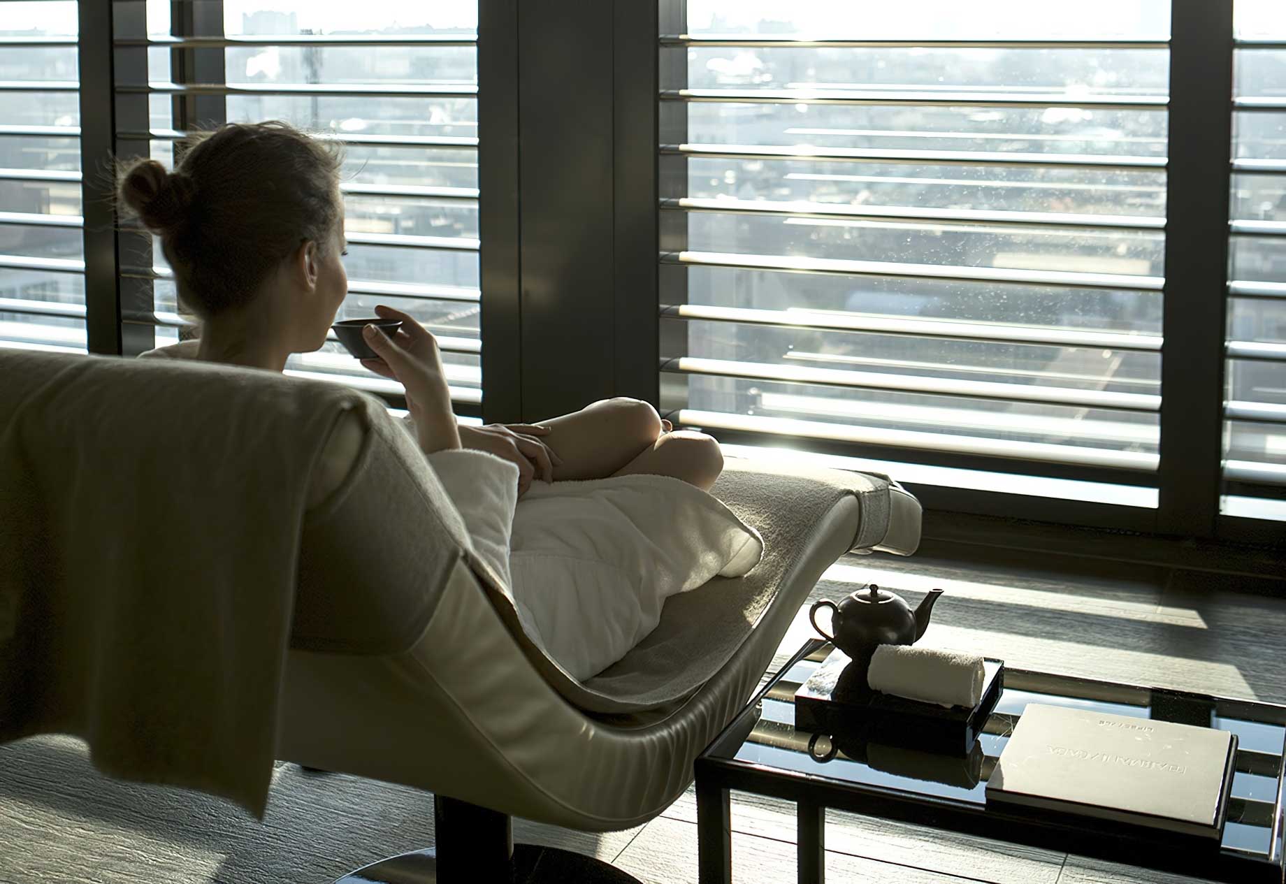 130 – Armani Hotel Milano – Milan, Italy – Armani SPA Lounge Chairs Tea Service