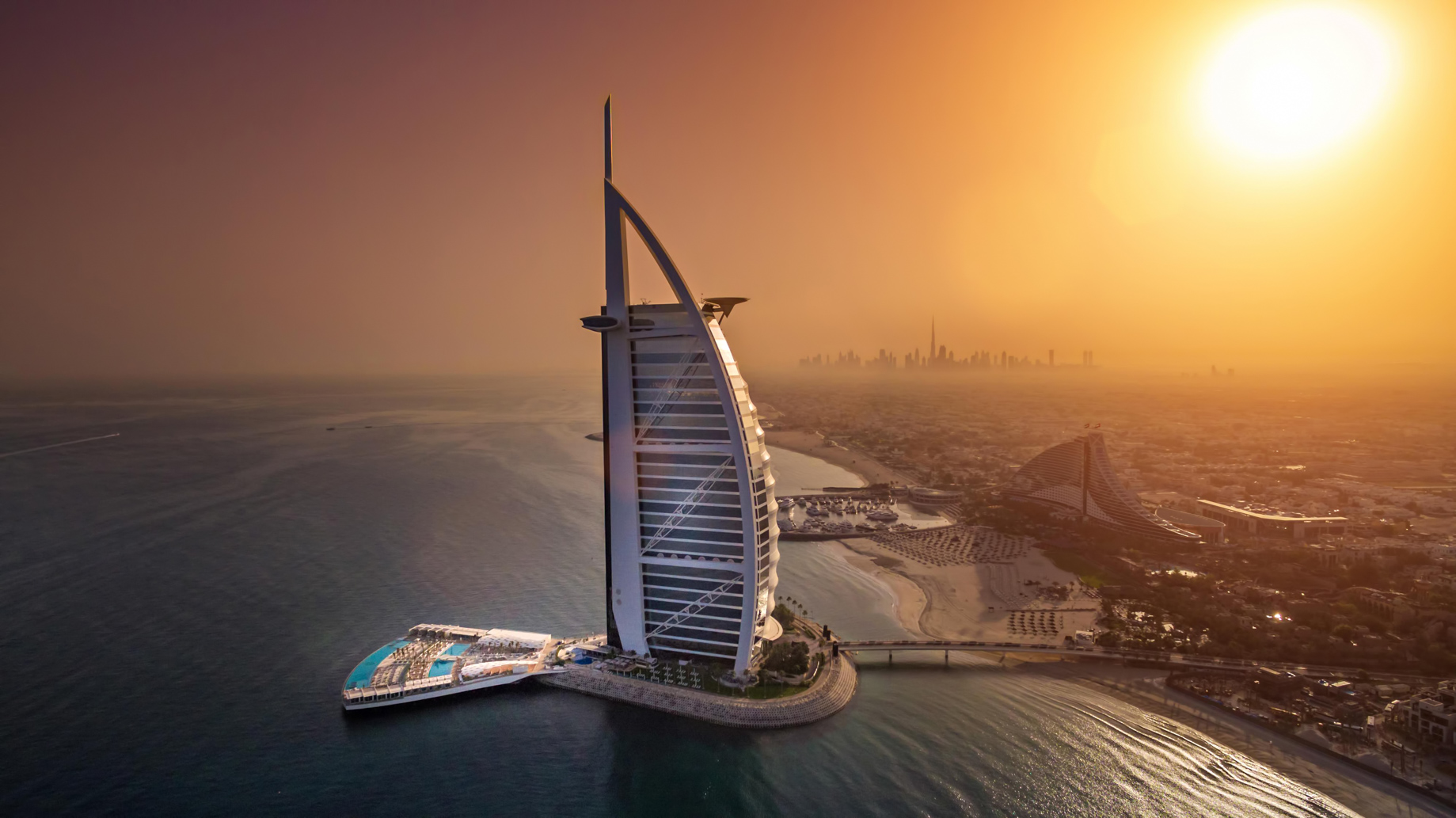 Burj Al Arab Jumeirah Hotel – Dubai, UAE – Sunset City View